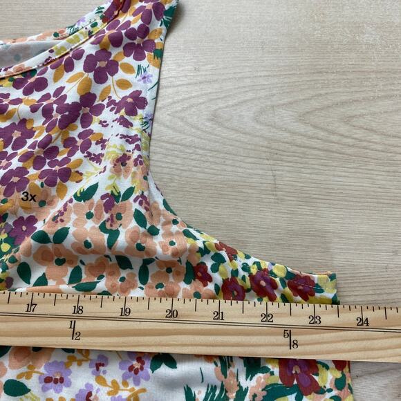 2/$30 24/7 Maurices Floral Tank Top Women 3X Purple Green‎ Cottagecore Stretch - Picture 5 of 8